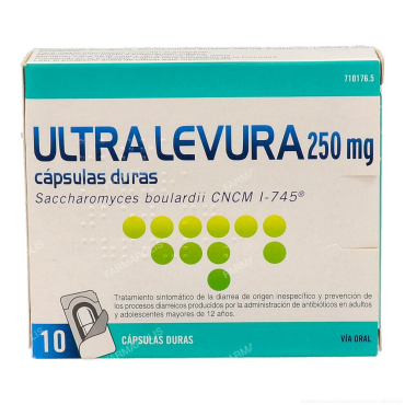  - Probióticos a base de Saccharomyces boulardii CNCM I-745. Se recomienda tomar durante la toma de antibióticos para paliar los efectos secundarios. Válidos para gastroenteritis, diarreas, descomposición o cualquier problema digestivo. 