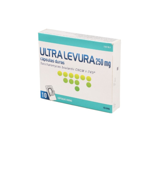 Ultra levura 250mg - Probióticos a base de Saccharomyces boulardii CNCM I-745. Se recomienda tomar durante la toma de antibióticos para paliar los efectos secundarios. Válidos para gastroenteritis, diarreas, descomposición o cualquier problema digestivo. <br>