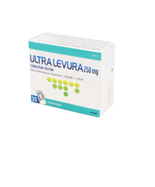 Ultra levura 250mg - Probióticos a base de levadura(hongo) Saccharomyces boulardii CNCM I-745. Se recomienda tomar durante la toma de antibióticos para paliar los efectos secundarios. Válidos para gastroenteritis, diarreas, descomposición o cualquier problema digestivo. 