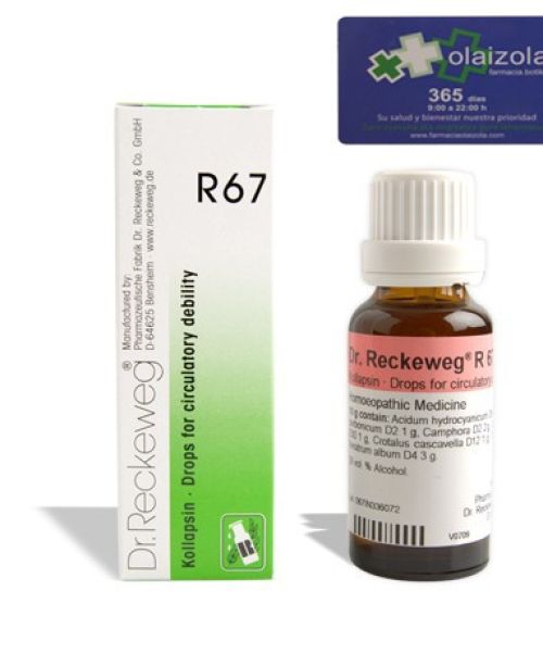 Dr.Reckeweg R67-KOLLAPSIN gotas 50 ml - R67 KOLLAPSIN es un medicamento homeopático indicado para la insuficiencia circulatoria aguda y crónica.