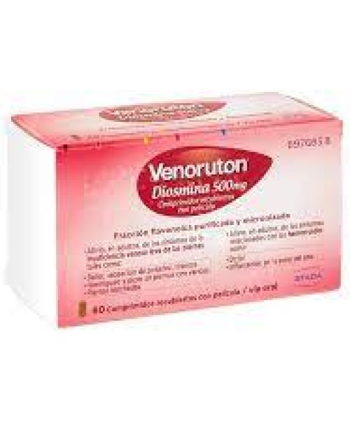 Venoruton diosmina 500mg - Comprimidos con efecto venotónico y vasoprotector que aumentan el tono de las venas y la resistencia de los capilares para tratar trastornos venosos.