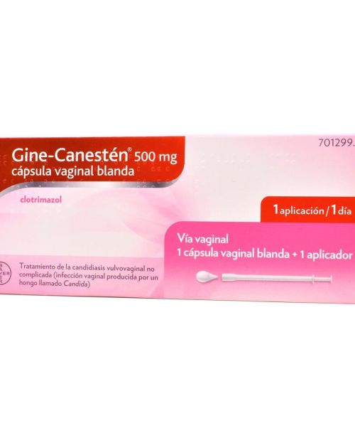 Gine Canesten 500 mg. - Trata los síntomas de picor y escozor vaginal causados por una candidiasis vaginal.<br>
