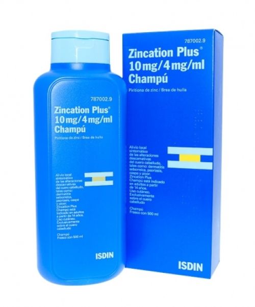 Zincation plus  - Champú que calma el picor y la caspa del cuero cabelludo causado por dermatitis seborreica psoriasis.