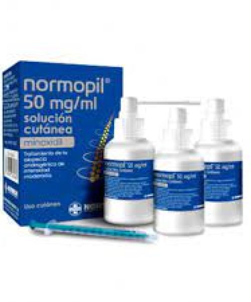 Normopil 50mg/ml - Es una solución indicada para estimular el crecimiento del cabello en personas que sufren alopecia androgénica con pérdida moderada de cabello.